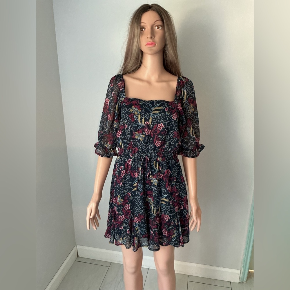 Trixxi Floral Black and Red Women's Dress
